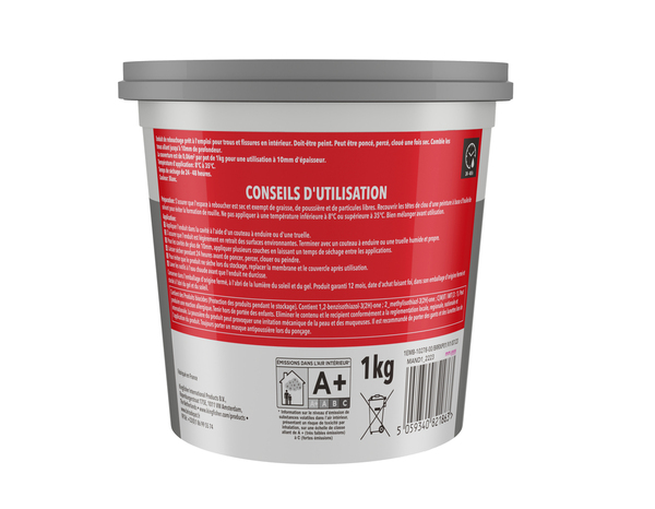 Enduit de rebouchage en pâte - Pot 1 kg - Brenner - Brico Dépôt