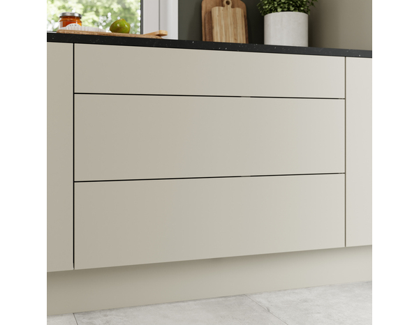 Façade 1 tiroir + 2 casseroliers 100cm "Dorice" beige mat - l. 99.7 x h. 71.5cm - Cooke and Lewis - Brico Dépôt