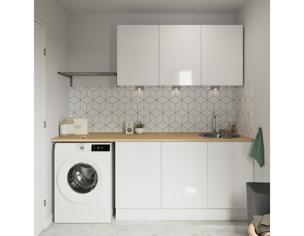 Façade 1 tiroir + 2 casseroliers 100cm "Dorice" blanc brillant - L. 99.7 x H. 71.5cm - Cooke and Lewis - Brico Dépôt