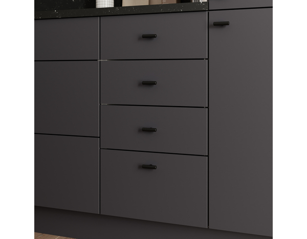 Façade 3 tiroirs + 1 casserolier 40cm "Dorice" anthracite mat - L. 39.7 x H. 71.5cm - Cooke and Lewis - Brico Dépôt