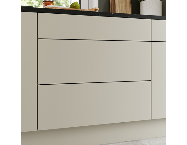 Façade 1 tiroir + 2 casseroliers 80cm "Dorice" beige mat - l. 79.7 x h. 71.5cm - Cooke and Lewis - Brico Dépôt