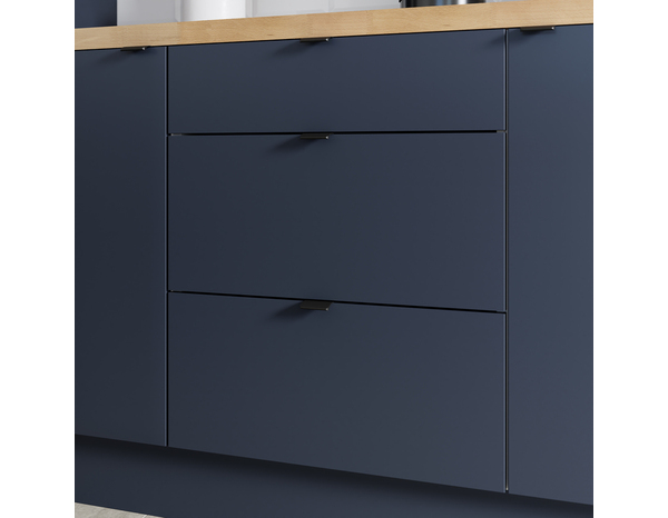 Façade 1 tiroir + 2 casseroliers 60cm "Dorice" bleu mat - l. 59.7 x h. 71.5cm - Cooke and Lewis - Brico Dépôt