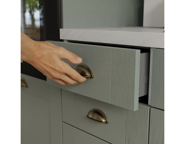 Façade 3 tiroirs + 1 casserolier 40cm "Coline" vert sauge - l. 39.7 x h. 71.5cm - Cooke and Lewis - Brico Dépôt