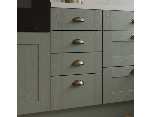 Façade 3 tiroirs + 1 casserolier 40cm "Coline" vert sauge - l. 39.7 x h. 71.5cm - Cooke and Lewis - Brico Dépôt
