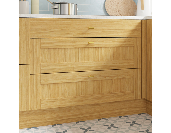 Façade 1 tiroir + 2 casseroliers 100cm "Ilona"chêne doré - L. 99.7 x H. 71.5cm - Cooke and Lewis - Brico Dépôt