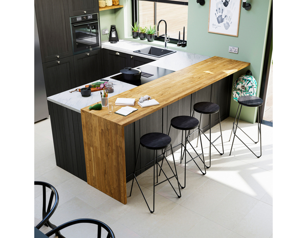 Plan de travail chêne massif l.300 x P.62 x Ép. 4 cm - Cooke and Lewis - Brico Dépôt