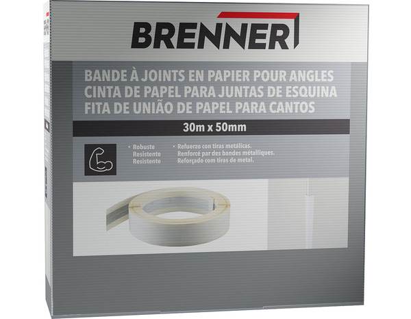 Bande à joints en papier pour angles - Rouleau 30 m x 50 mm - Brenner - Brico Dépôt