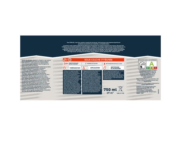 Peinture multi-supports Satin 0,75 L Blanc Coton - Evalux - Brico Dépôt