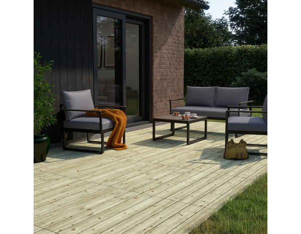 Dalle en bois vert "Davia" L. 100 x l. 100 x Ep. 61 mm - Marque BLOOMA - Brico Dépôt