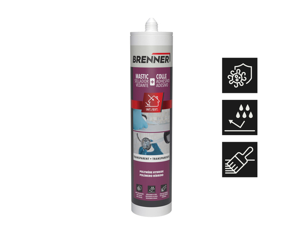 Mastic colle polymère transparent intérieur/extérieur - cartouche 290 ML - Brenner - Brico Dépôt