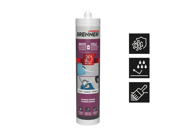Mastic colle polymère intérieur/extérieur blanche - cartouche 290ML - Brenner - Brico Dépôt