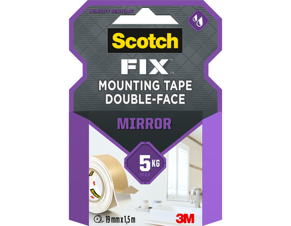 Ruban adhésif double face miroir et salle de bains - 19 mm x 1,5 m - Brico Dépôt
