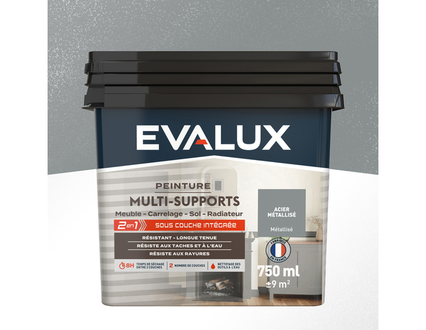Peinture multi-supports Métal 0,75 L Gris Acier - Evalux - Brico Dépôt