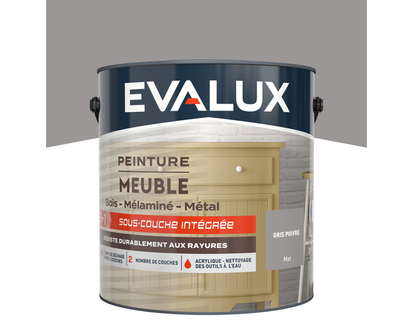 Peinture meuble Mat 2 L Gris Poivre - Evalux - Brico Dépôt