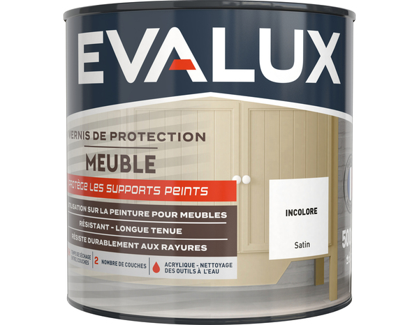 Vernis de protection meuble Satin 0,5 L Transparent - Evalux - Brico Dépôt