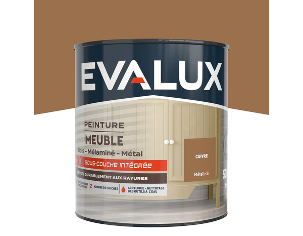 Peinture meuble Métallisé 0,5 L Cuivre - Evalux - Brico Dépôt