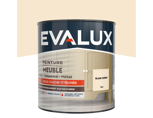 Peinture meuble Mat 0,5 L Blanc Crème - Evalux - Brico Dépôt