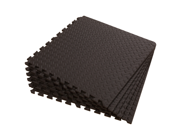 Lot de 6 dalles de sol clipsables antidérapantes noires - 600 x 600 mm - Brico Dépôt