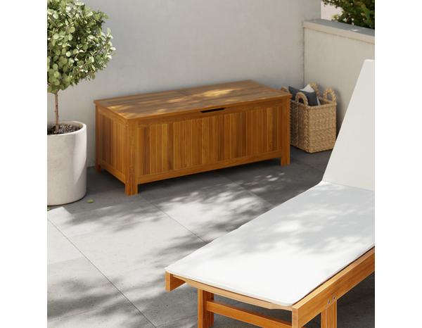 Coffre acacia avec bâche intérieure "CALYANTA" -  L. 120 x P. 60 x H. 48 cm. - Blooma - Brico Dépôt
