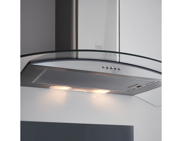 Hotte cheminée inox/verre - H. 91,5 x L. 90 x P.47 cm - Cooke and Lewis - Brico Dépôt