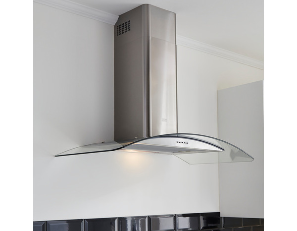 Hotte cheminée inox/verre - H. 91,5 x L. 90 x P.47 cm - Cooke and Lewis - Brico Dépôt