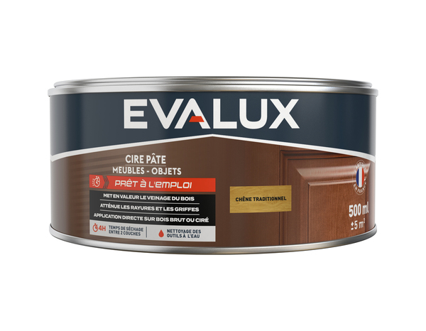 Cire chêne clair 0,5L aspect satiné - Evalux - Brico Dépôt