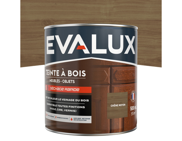 Teinte bois chêne moyen 0,5 L - Evalux - Brico Dépôt