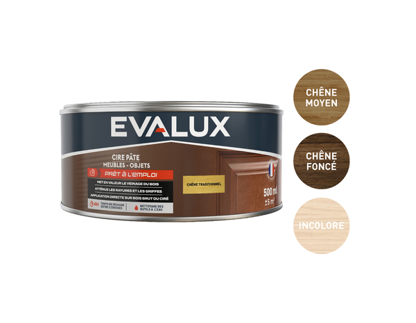 Cire chêne clair 0,5L aspect satiné - Evalux - Brico Dépôt