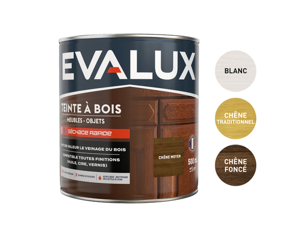 Teinte bois chêne moyen 0,5 L - Evalux - Brico Dépôt