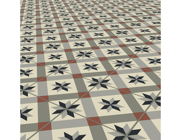 Dalle PVC clipsable "Eliza" à motifs géométriques gris et rouges - L. 61cm x - L. 30,5cm - Cooke and Lewis - Brico Dépôt