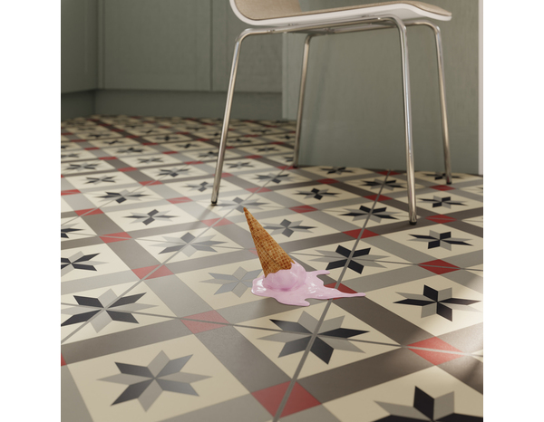 Dalle PVC clipsable "Eliza" à motifs géométriques gris et rouges - L. 61cm x - L. 30,5cm - Cooke and Lewis - Brico Dépôt