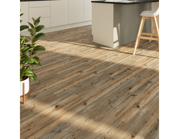 Lame PVC clipsable "Juliana" bois vieilli marron et gris - L. 121,92cm x - L. 17,78cm - Cooke and Lewis - Brico Dépôt