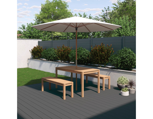 Parasol droit en bois "LEOTIS" - L. 300 x l. 300 cm - Marque BLOOMA - Brico Dépôt