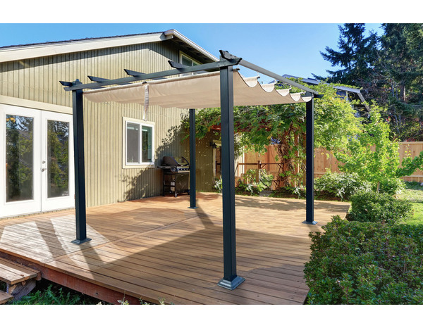 Pergola aluminium 3 X 3 m avec toile coulissante - Brico Dépôt