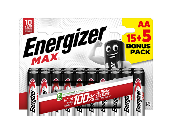 Lot de 15 + 5 piles Energizer max AA CHP - Energizer - Brico Dépôt