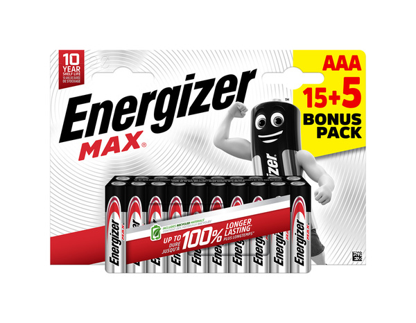 Lot de 15 + 5 piles Energizer max AAA CHP - Energizer - Brico Dépôt