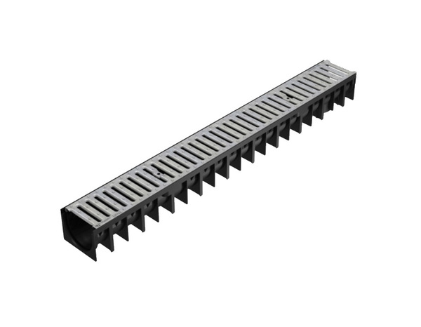Caniveau polypropylène avec grille passerelle - L. 1 m x 12 cm x H92 mm - Fitt - Brico Dépôt