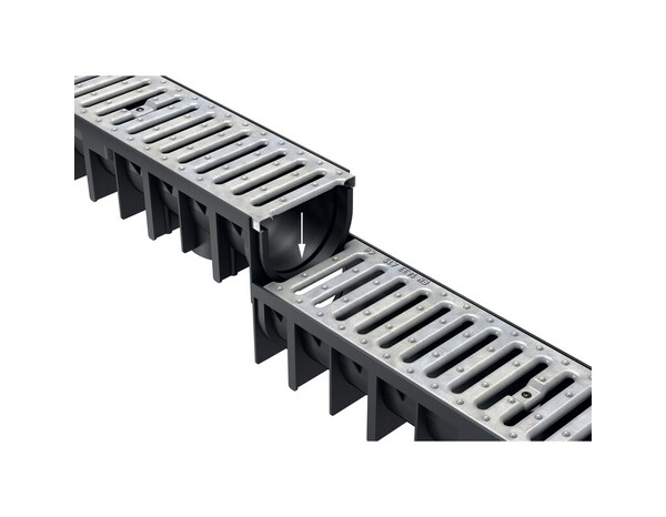 Caniveau polypropylène avec grille passerelle - L. 1 m x 12 cm x H92 mm - Fitt - Brico Dépôt