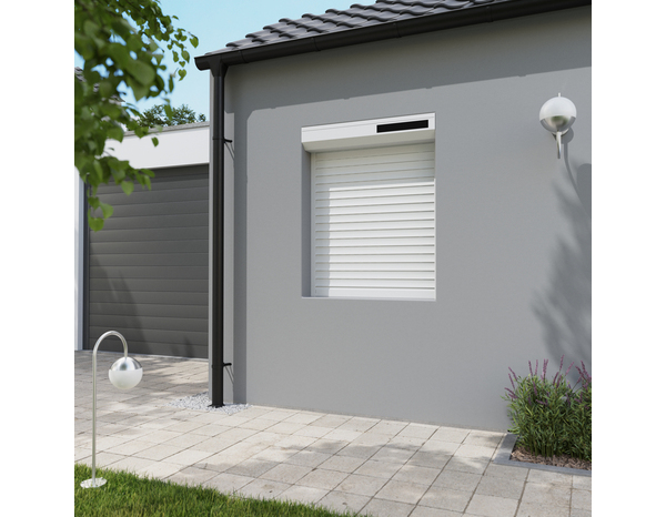 Volet roulant solaire motorisé aluminium blanc 125 x 100 cm - Brico Dépôt