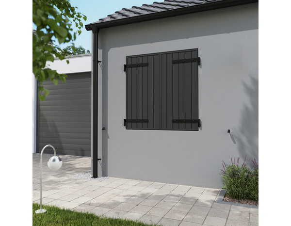 Volet battant 2 panneaux aluminium gris 125 x 120 cm - Brico Dépôt