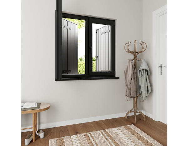 Volet battant 2 panneaux aluminium gris 125 x 120 cm - Brico Dépôt