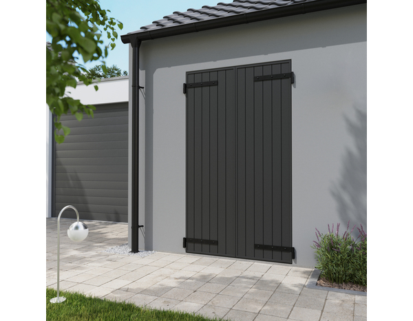 Volet battant 2 panneaux aluminium gris 215 x 120 cm - GEOM - Brico Dépôt