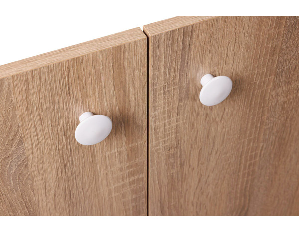 Cuisinette électrique blanche porte couleur chêne (évier, 2 feux et réfrigérateur) - H.910 x L.1200 x P.600 mm - Brico Dépôt