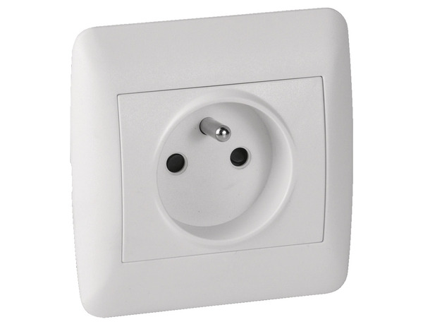 Prise 2 points avec terre "OME" blanc - Brico Dépôt