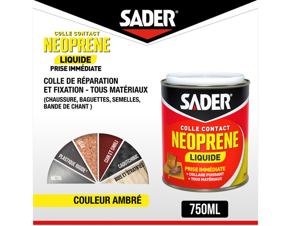 Colle contact néoprène liquide - 750 ml - Sader - Brico Dépôt