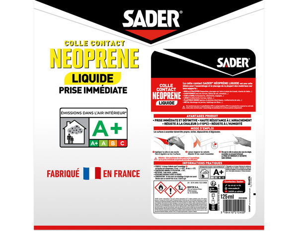 Colle contact néoprène liquide - Tube de 125ml - Sader - Brico Dépôt
