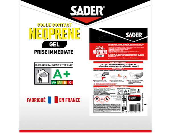 Colle contact néoprène en gel - Tube de 55ml - Sader - Brico Dépôt