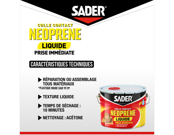 Colle contact néoprène gel liquide 2,5 kg - Sader - Brico Dépôt