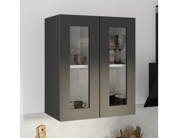 Façade 1 porte vitrée 30cm "Florie"anthracite mat - L. 29.7x H. 71.5cm - Cooke and Lewis - Brico Dépôt