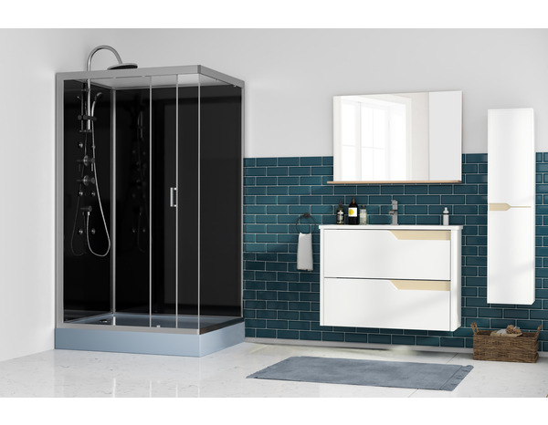 Cabine de douche hydromassante "Full Black" - L. 120 x l. 80 x H. 225 cm - Brico Dépôt